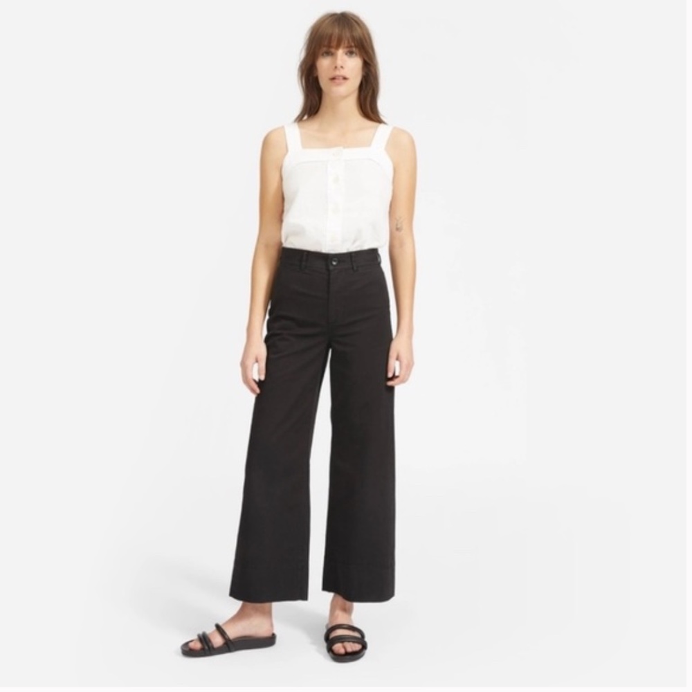 Everlane Black High Waisted Wide Leg Crop Jeans Size 2